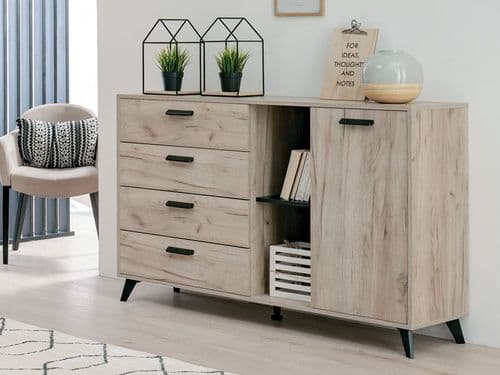 Umbria Grey Oak Effect And Black Sideboard - 11008659 S/O