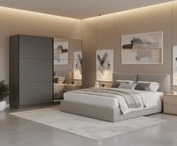 Valenca Large Grey And Mirrored Sliding Door Wardrobe 220cm