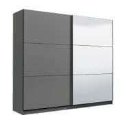 Valenca Large Grey And Mirrored Sliding Door Wardrobe 220cm