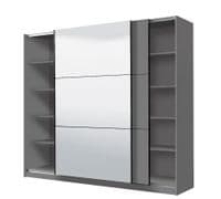 Valenca Large Grey And Mirrored Sliding Door Wardrobe 220cm