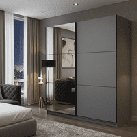 Valenca Large Grey And Mirrored Sliding Door Wardrobe 220cm