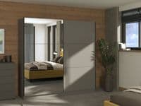 Valenca Large Grey And Mirrored Sliding Door Wardrobe 220cm