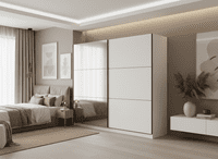 Valenca Large White And Mirrored Sliding Door Wardrobe 220cm
