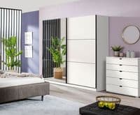 Valenca Large White And Mirrored Sliding Door Wardrobe 220cm