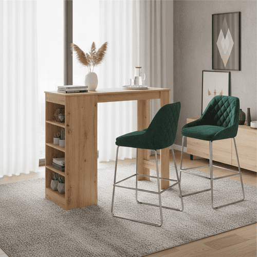 Valence Artisan Oak Effect Slim Breakfast Bar Table 11012237  S/O