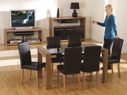 Valentine Black Glass Dining Set