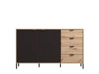Vandea Artisan Oak Effect And Black 2 Door 4 Drawer Sideboard Dresser - 11013378 RZ