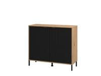 Vandea Artisan Oak Effect And Black Small Compact 2 Door Sideboard - 11013747 RZ