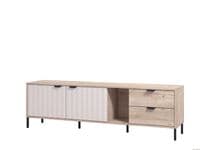 Vandea Grey Oak Effect And Cashmere Slatted 182cm Wide TV Unit Cabinet With Storage 11013565 RZ