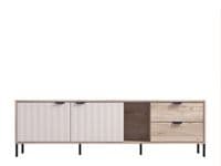Vandea Grey Oak Effect And Cashmere Slatted 182cm Wide TV Unit Cabinet With Storage 11013565 RZ