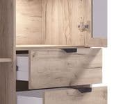 Vandea Grey Oak Effect And Cashmere Slatted Tall 2 Door Display Unit Cabinet - 11013569 RZ