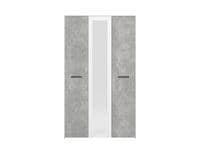 Varadero White And Concrete Grey Effect 3 Door 119cm Mirrored Wardrobe - 11011616 rz
