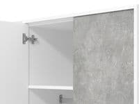 Varadero White And Concrete Grey Effect 3 Door 119cm Mirrored Wardrobe - 11011616 rz