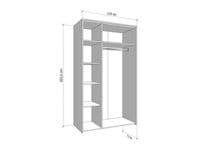 Varadero White And Concrete Grey Effect 3 Door 119cm Mirrored Wardrobe - 11011616 rz
