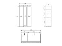 Varadero White And Concrete Grey Effect 3 Door 119cm Mirrored Wardrobe - 11011616 rz