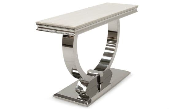 Vasto Cream Marble And Steel Console Table 18VD82