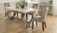 Vasto Cream Marble And Steel Dining Table 18VD77