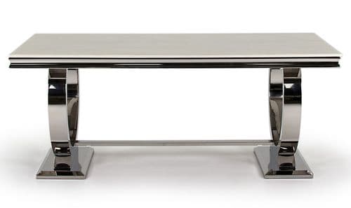 Vasto Cream Marble And Steel Dining Table 18VD77