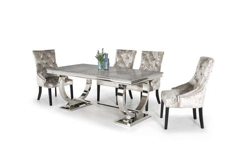 Vasto Grey Marble And Steel Dining Table 18VD84