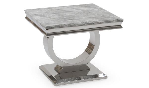 Vasto Grey Marble And Steel Lamp Table 18VD88