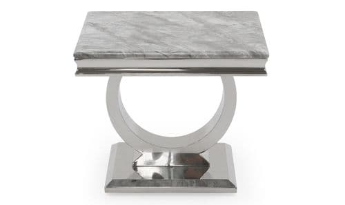 Vasto Grey Marble And Steel Lamp Table 18VD88
