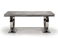Vasto Grey Marble And Steel Large Dining Table 18VD85