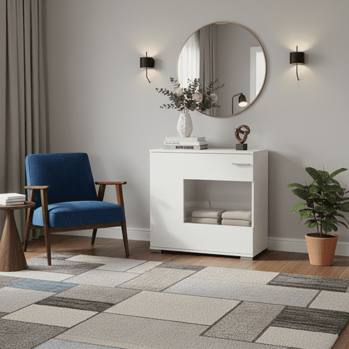 Velo White Compact Sideboard with Glass Door 74034