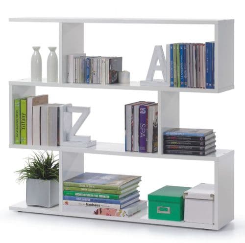 Venice Open Back Short White Gloss Bookcase 2507