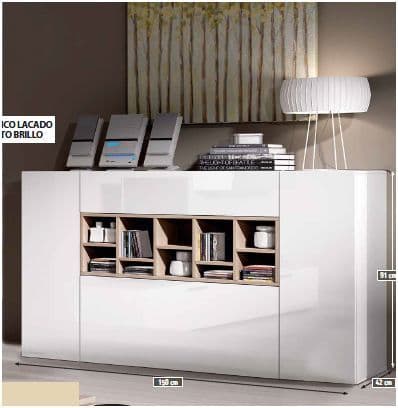 Venzio White Gloss and Oak Effect Sideboard (2)