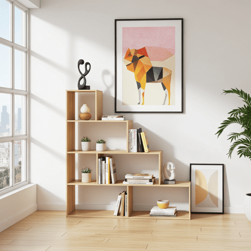 Verona Step Bookcase Oak Effect Bookshelf 002255F - S/O