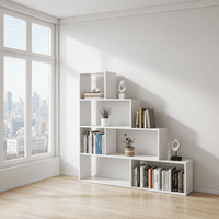 Verona Step Bookcase White Soft Gloss Bookshelf - 002255BO SO