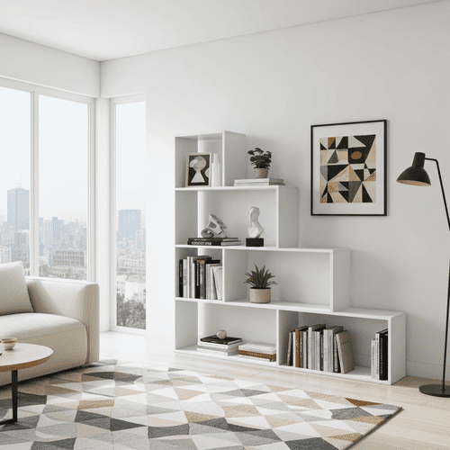 Verona Step Bookcase White Soft Gloss Bookshelf - 002255BO SO