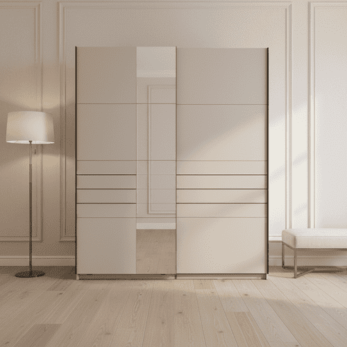 Veymont Cashmere Taupe Mirrored 150cm - 270cm Sliding Door Wardrobes