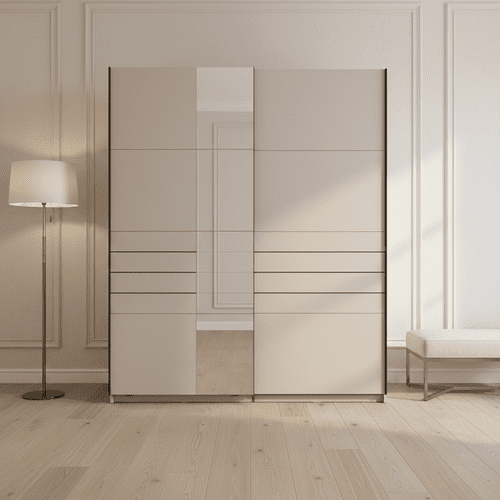 Veymont Cashmere Taupe Mirrored 150cm - 270cm Sliding Door Wardrobes