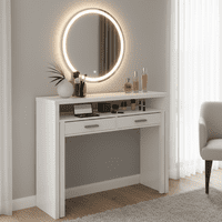 Tressa White Gloss Extending Console Table and Bedroom Desk