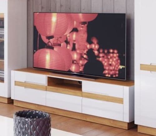 Visio White High Gloss With Oak Effect TV Unit SZVS25