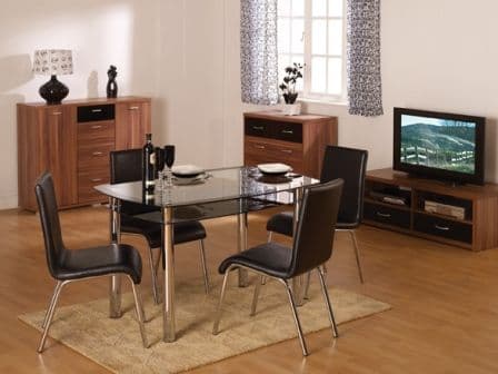 Viverette Glass Dining Set 4 Foot
