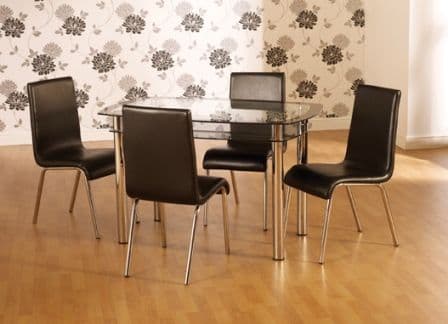 Viverette Glass Dining Set 5 Foot