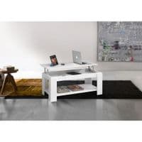 Vybe Artic White Multi-Function Coffee Table with Lift-up Storage and Undershelf - 001639A