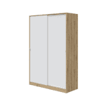 Watkins Nodi Oak Effect & White Small Narrow Sliding 2 Door Wardrobe 120cm Wide -TOP120W - S/O