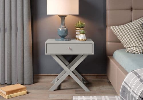 X-Leg 1-Drawer Petite Bedside Cabinet BSG810 CP