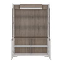 Calvino Display Cabinet in High Gloss White & Walnut - furniturefactor.co.uk