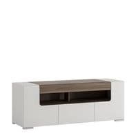 Calvino Display Cabinet in High Gloss White & Walnut - furniturefactor.co.uk