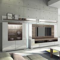 Calvino Display Cabinet in High Gloss White & Walnut - furniturefactor.co.uk