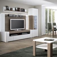 Calvino Display Cabinet in High Gloss White & Walnut - furniturefactor.co.uk