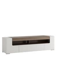 Calvino Display Cabinet in High Gloss White & Walnut - furniturefactor.co.uk