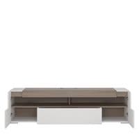 Calvino Display Cabinet in High Gloss White & Walnut - furniturefactor.co.uk