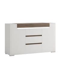 Calvino Display Cabinet in High Gloss White & Walnut - furniturefactor.co.uk