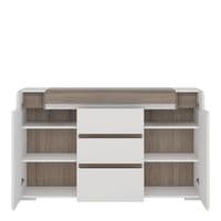 Calvino Display Cabinet in High Gloss White & Walnut - furniturefactor.co.uk