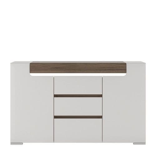 York White High Gloss 2 Door 3 Drawer Sideboard with Plexi Lighting FG4202344